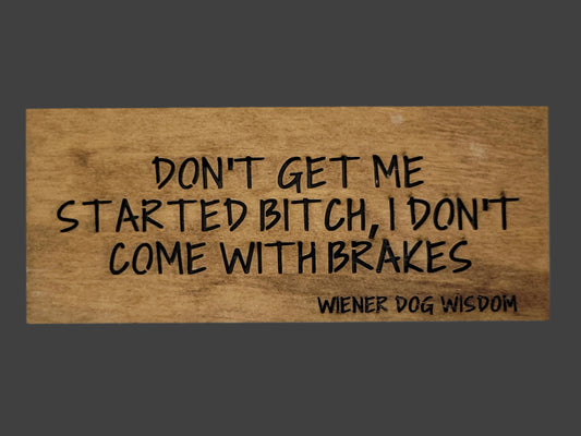 DON'T GET ME STARTED BITCH, I DON'T COME WITH BRAKES